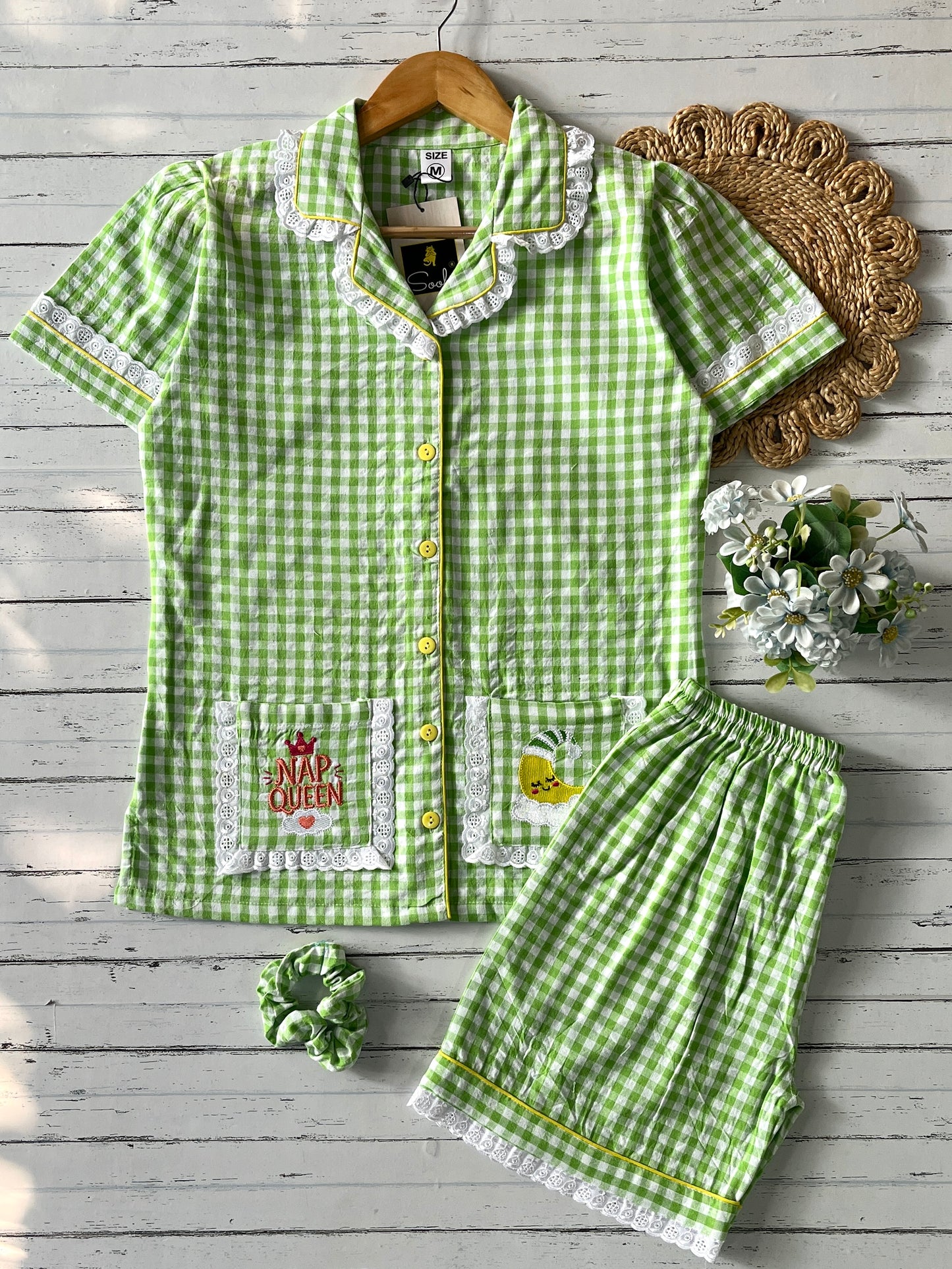 Green Check with Shorts Set (Women)