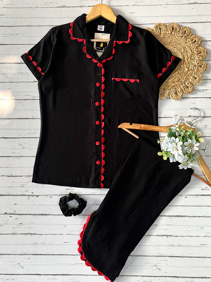 Black Plain Pj Set (Women)