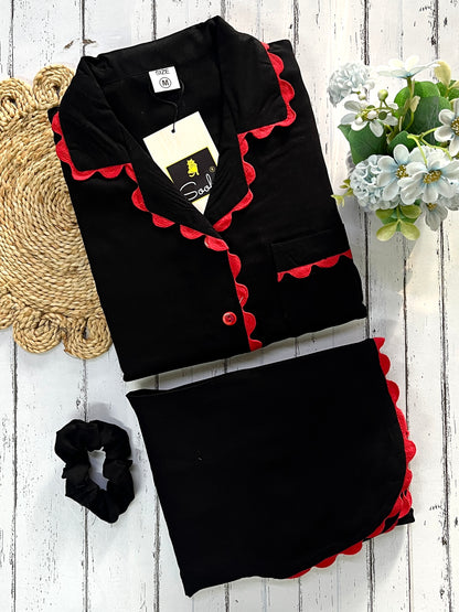 Black Plain Pj Set (Women)