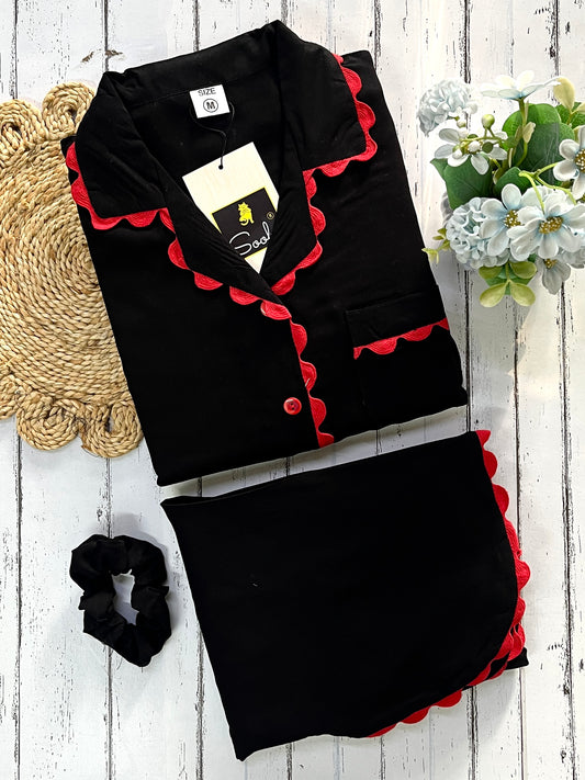 Black Plain Pj Set (Women)