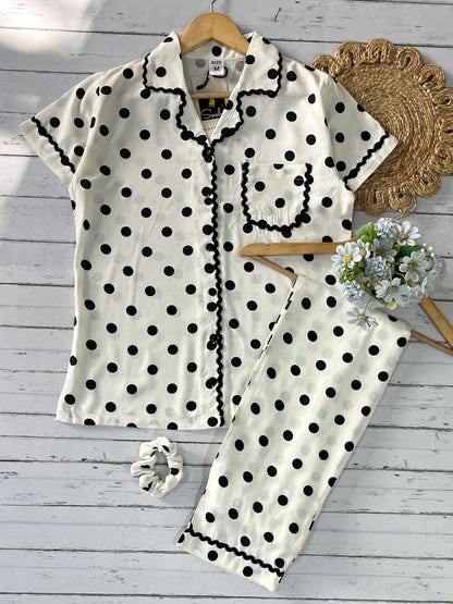 White Polka Pj Set (Women)