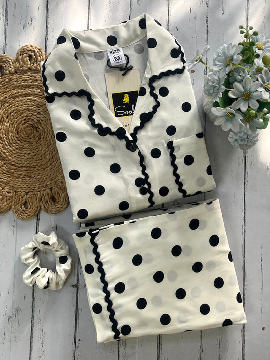White Polka Pj Set (Women)