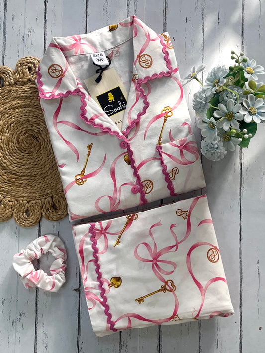 White Bows Pj Set (Women)