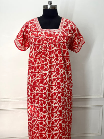 Orange Jaipuri Cotton Nighty (Women)