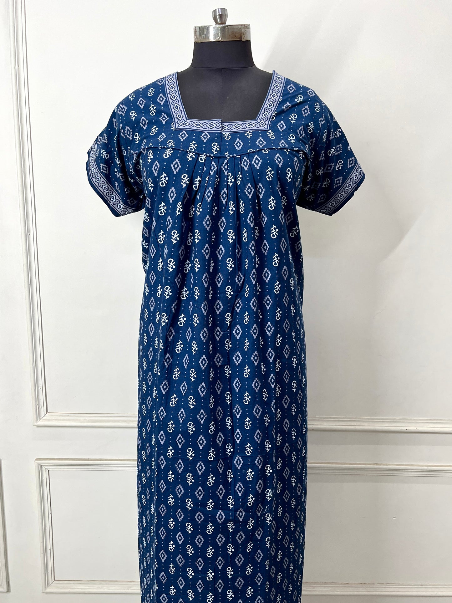 Denim Blue Booti Cotton Nighty (Women)