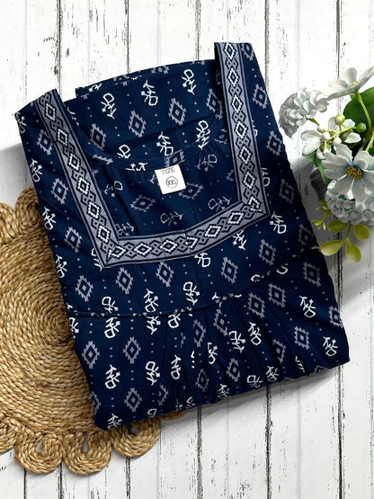Denim Blue Booti Cotton Nighty (Women)