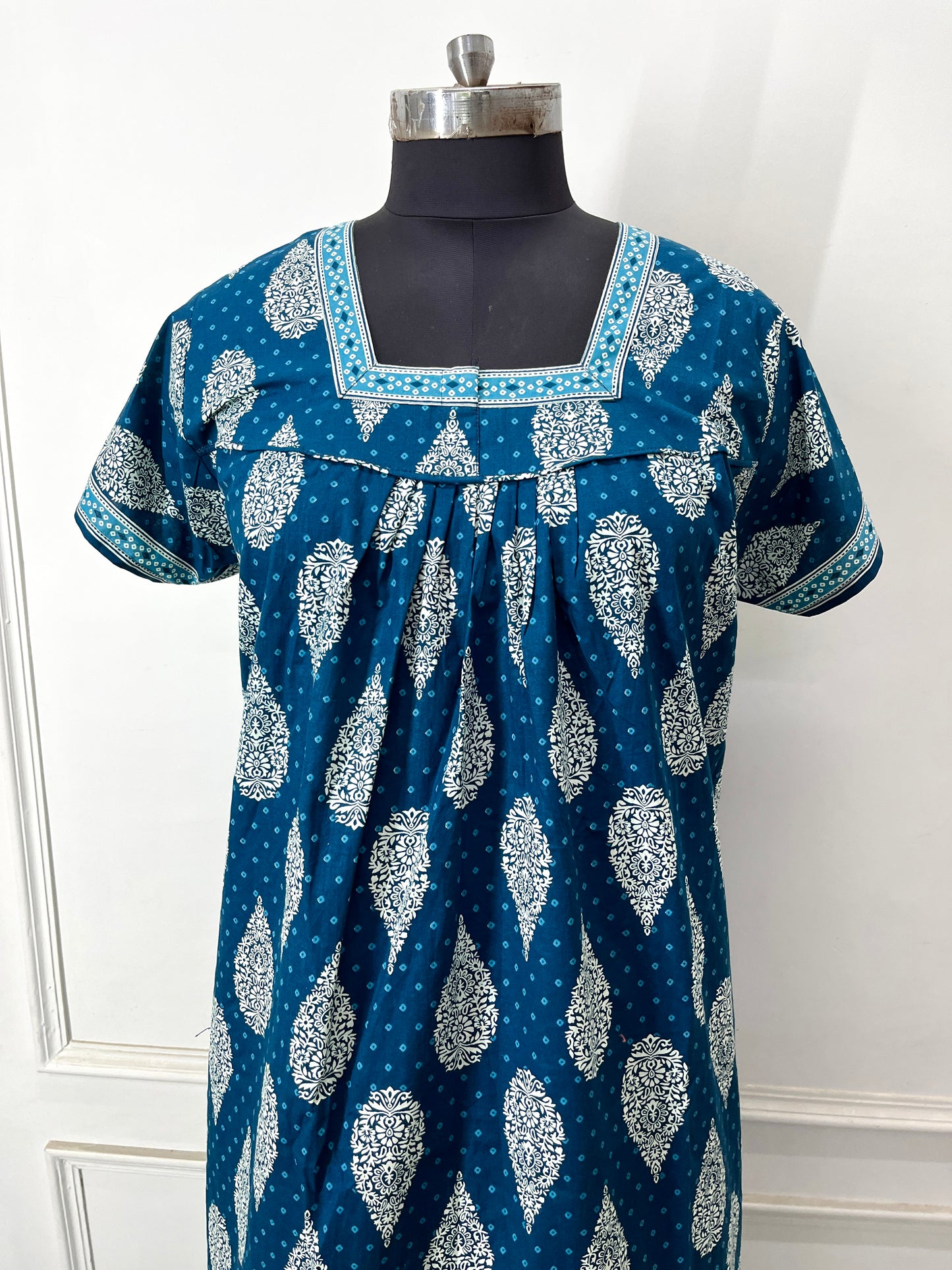 Blue Buta Cotton Nighty (Women)