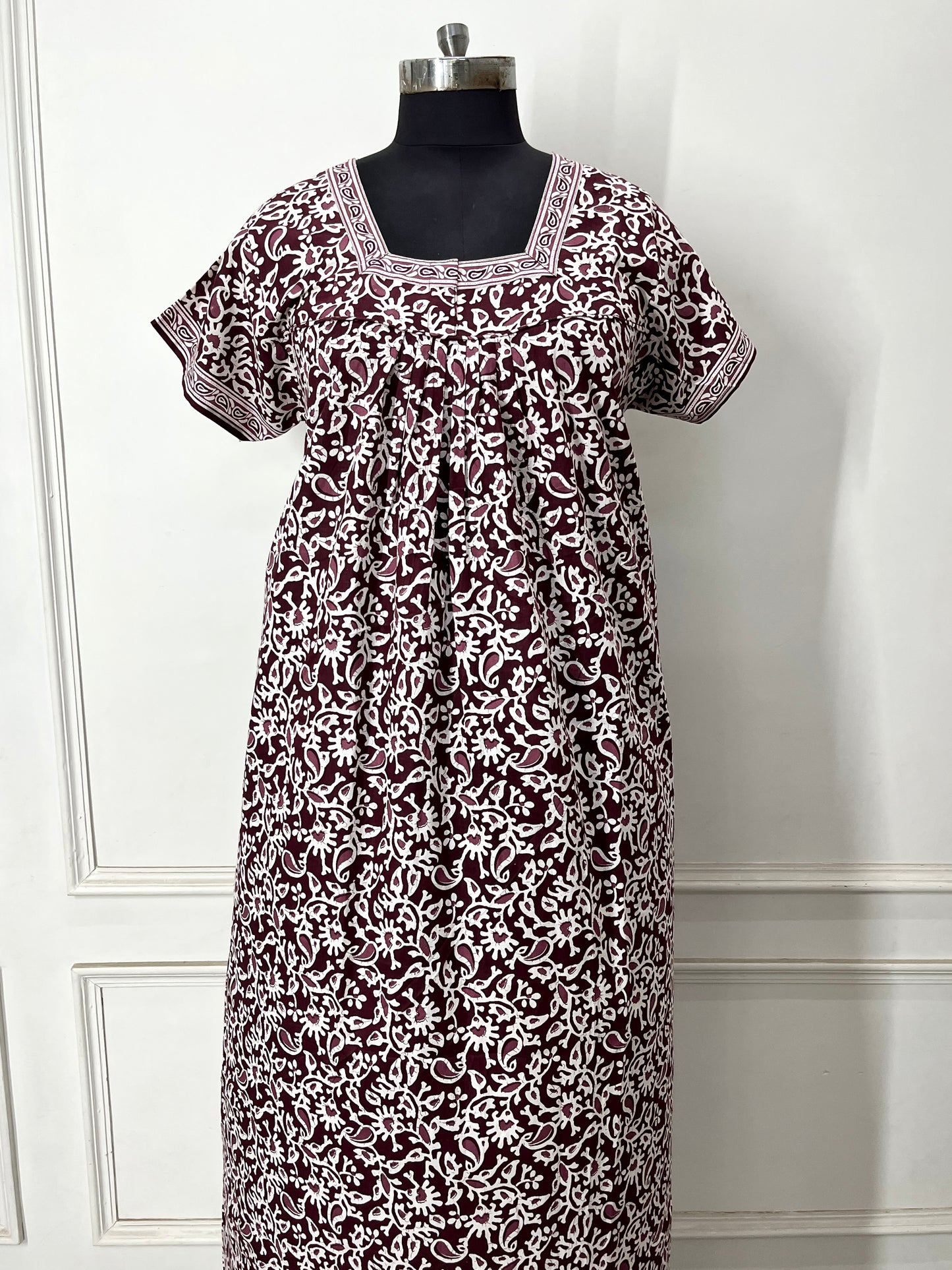 Wine Ambi Cotton Nighty (Women)