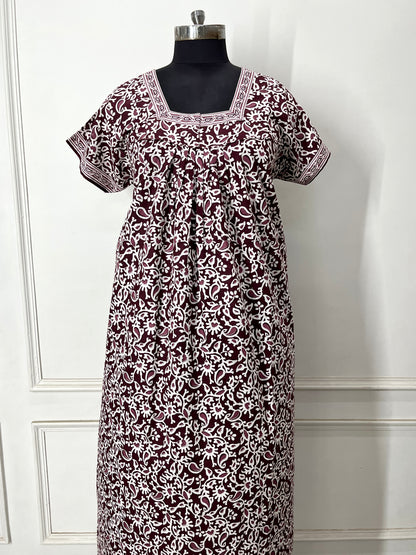 Wine Ambi Cotton Nighty (Women)