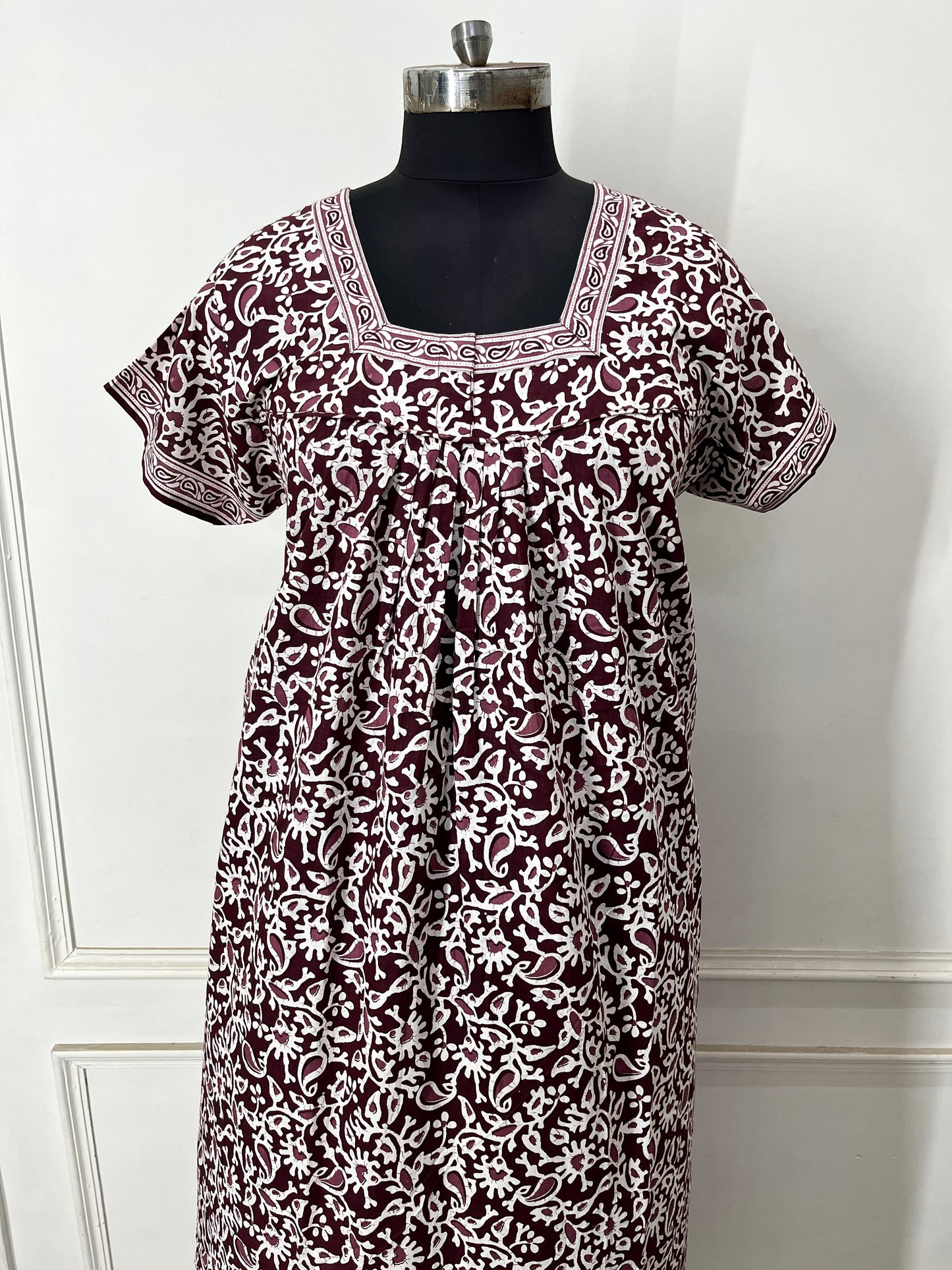 Wine Ambi Cotton Nighty (Women)