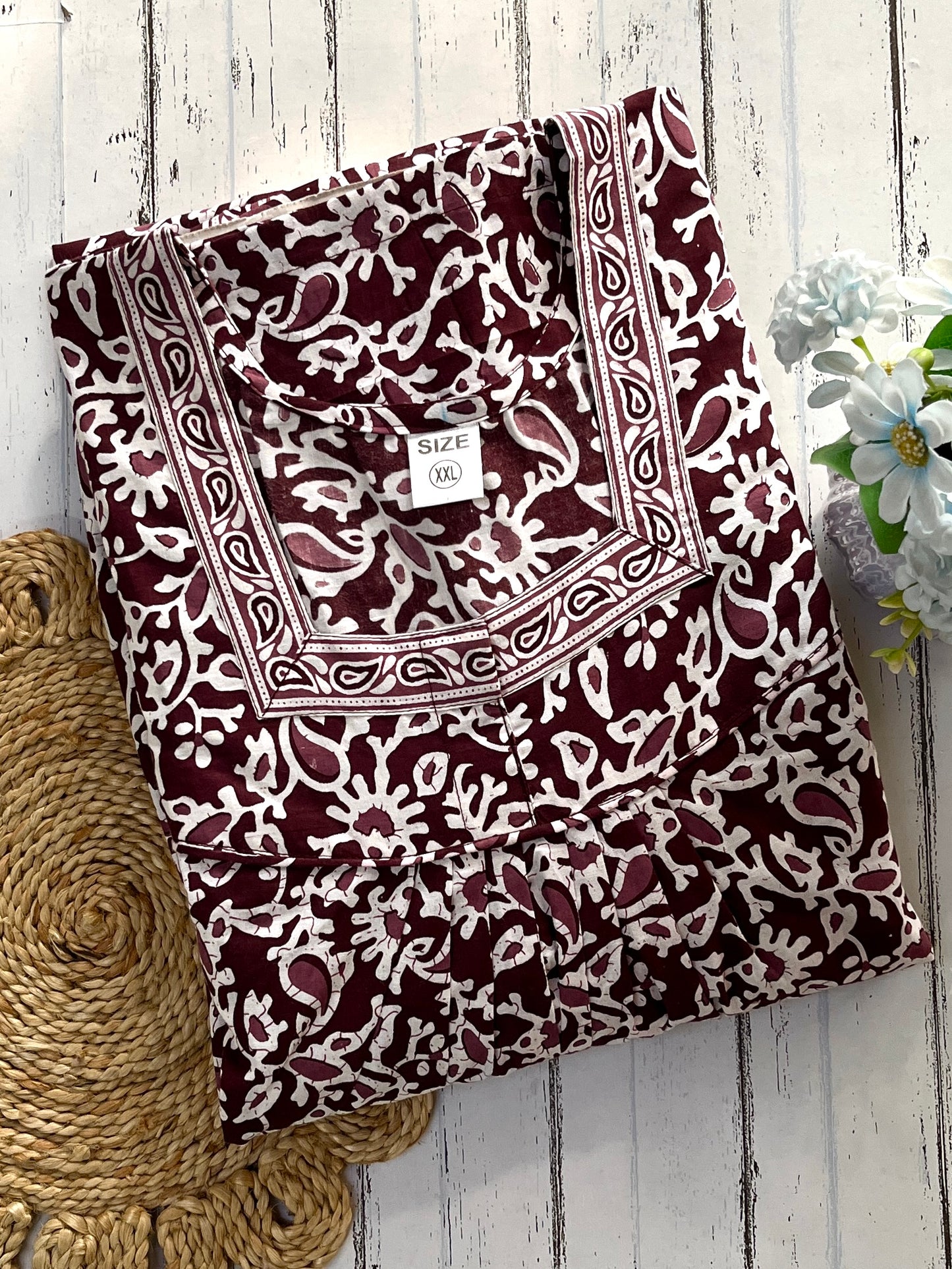 Wine Ambi Cotton Nighty (Women)