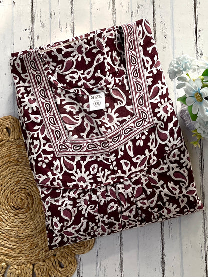 Wine Ambi Cotton Nighty (Women)