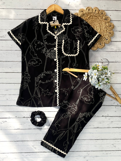 Black Abstract Pj Set (Women)