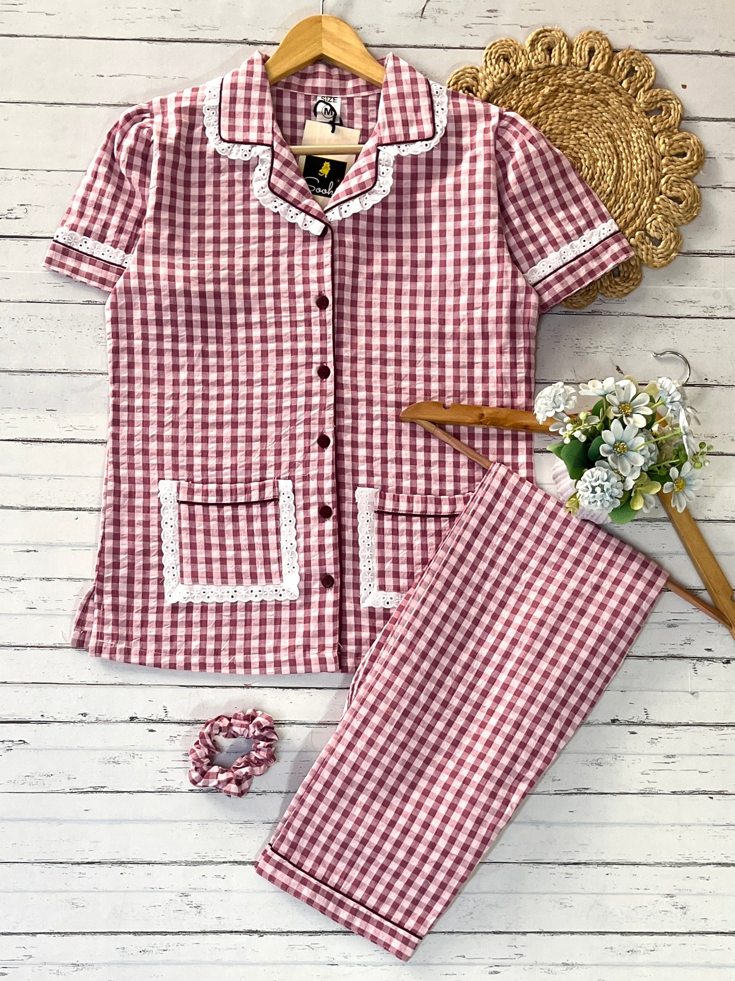 Wine Checks Pj Set (Women)