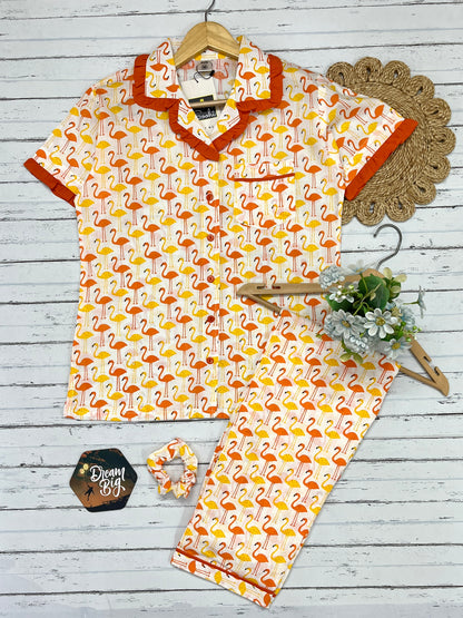 Yellow Flamingo pure cotton Pj Set (Women)