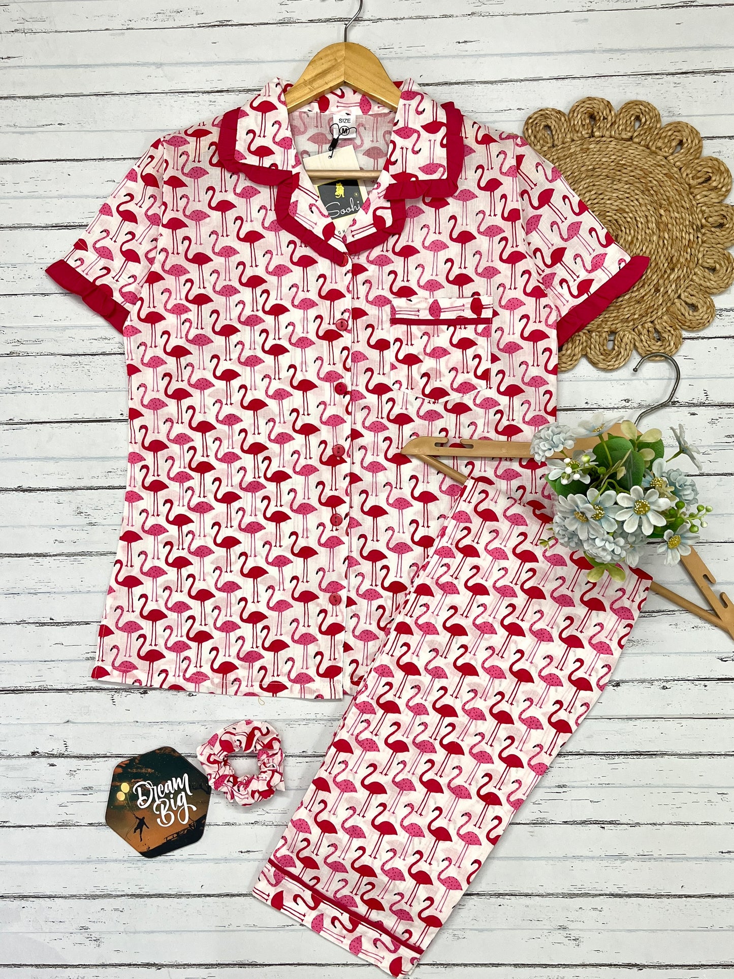 Pink Flamingo pure cotton Pj Set (Women)