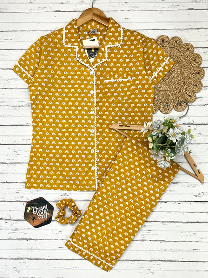 Yellow Baby Elephant pure cotton Pj Set (Women)