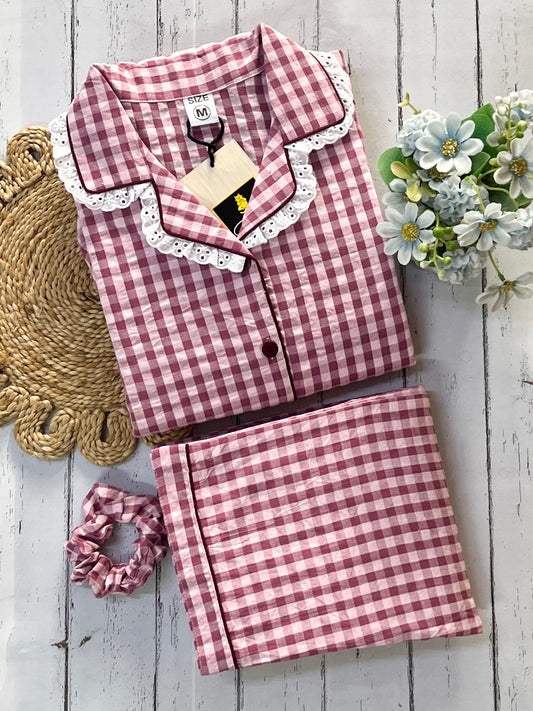 Wine Checks Pj Set (Women)