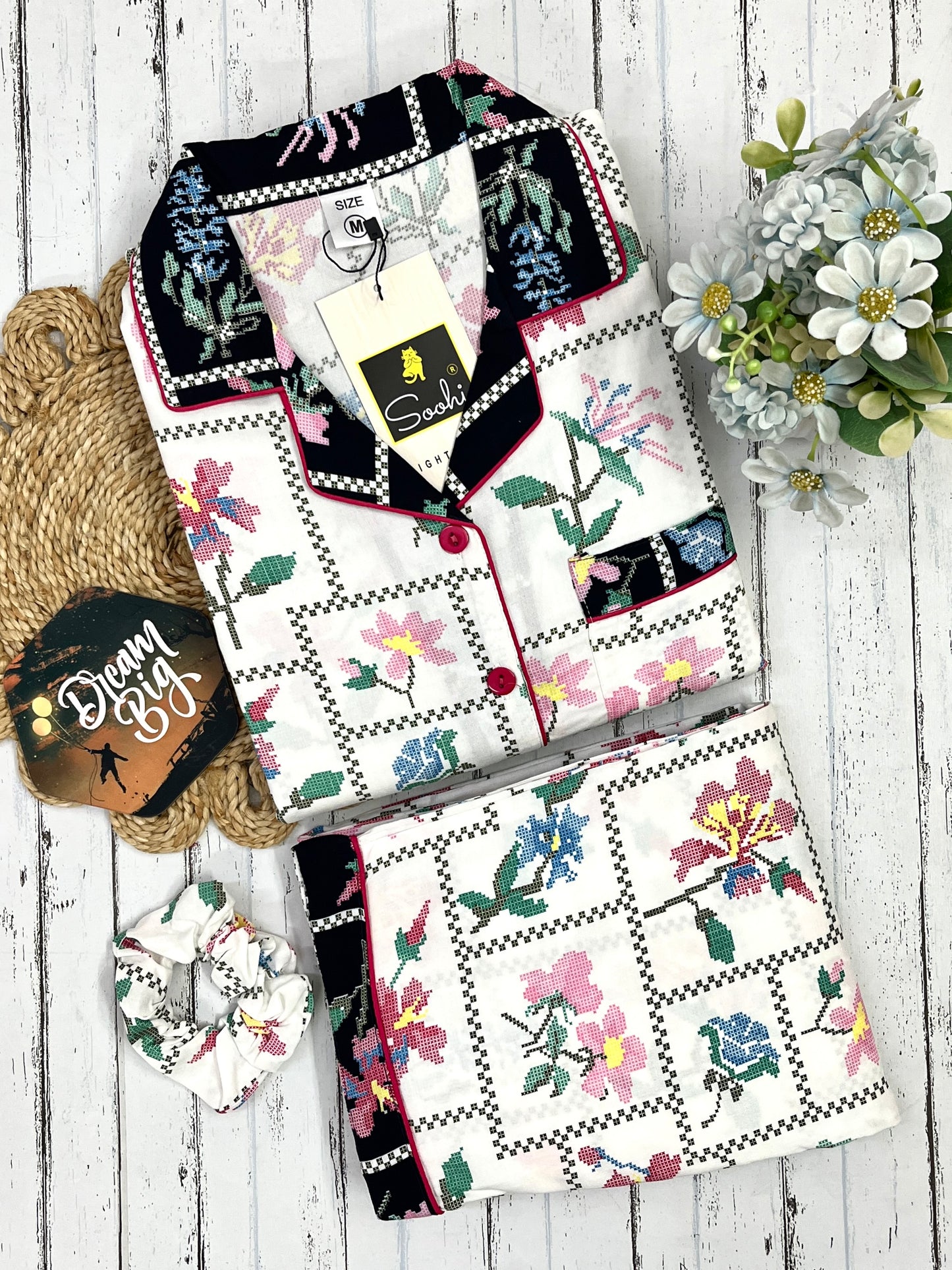 White Vintage Garden Pj Set (Women)