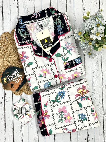 White Vintage Garden Pj Set (Women)
