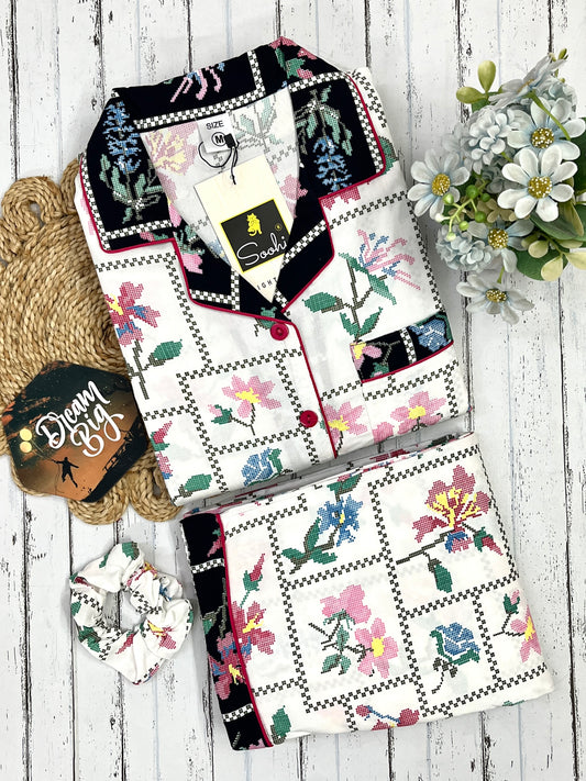 White Vintage Garden Pj Set (Women)