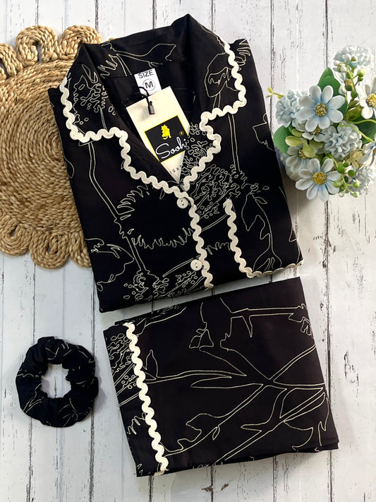 Black Abstract Pj Set (Women)