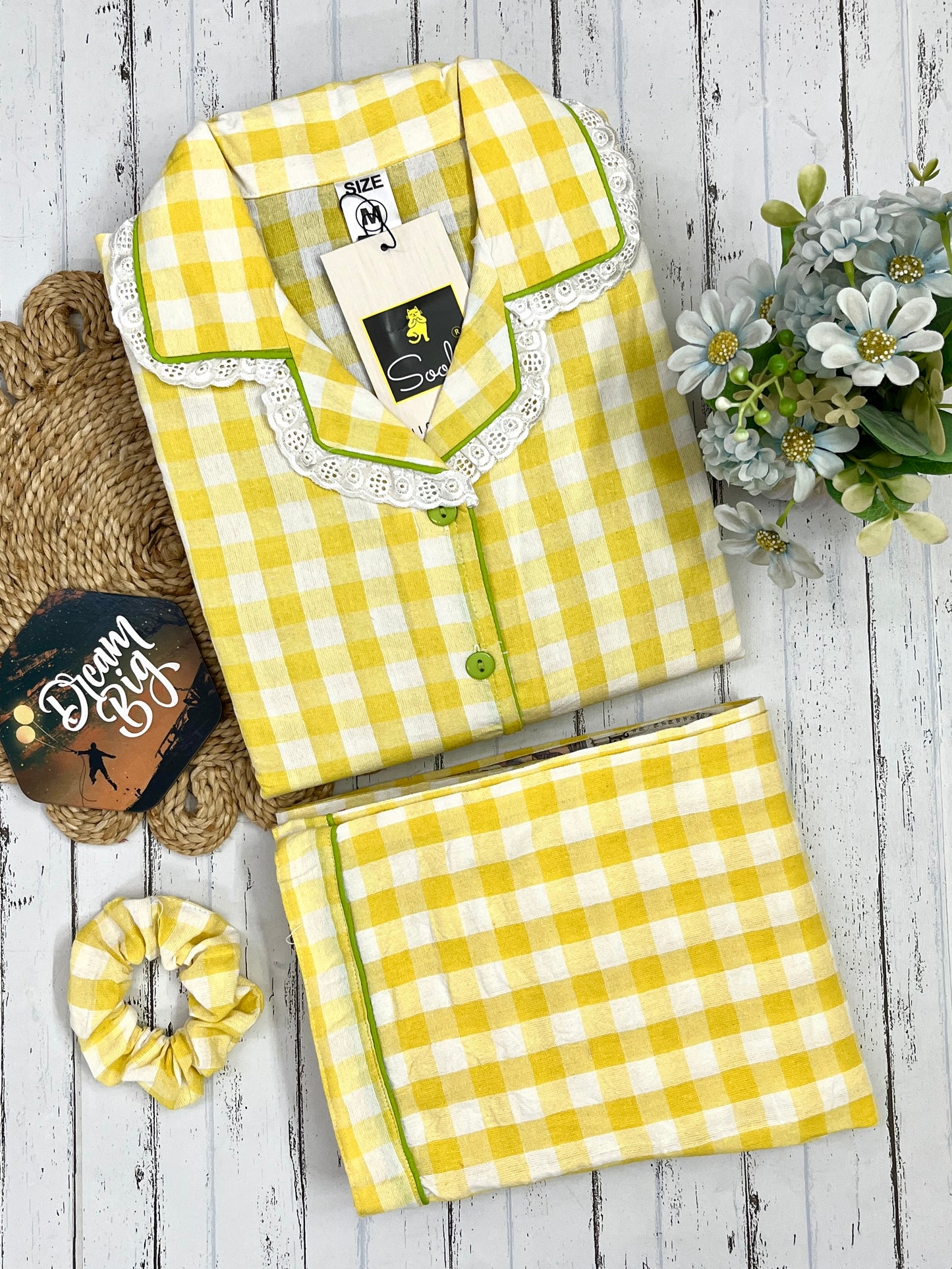Daisy Yellow Check Pj Set (Women)