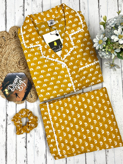 Yellow Baby Elephant pure cotton Pj Set (Women)