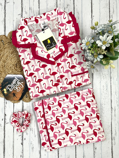Pink Flamingo pure cotton Pj Set (Women)