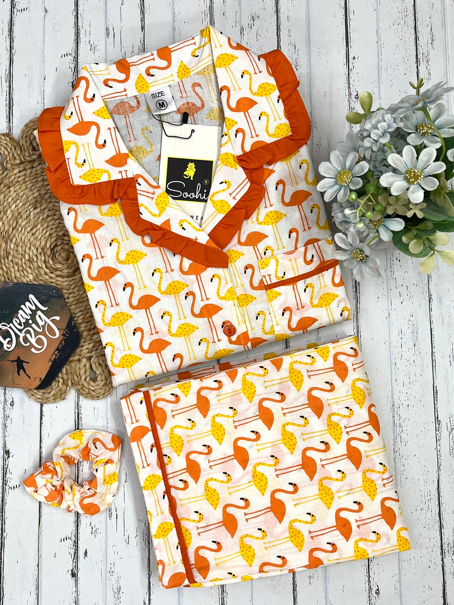 Yellow Flamingo pure cotton Pj Set (Women)