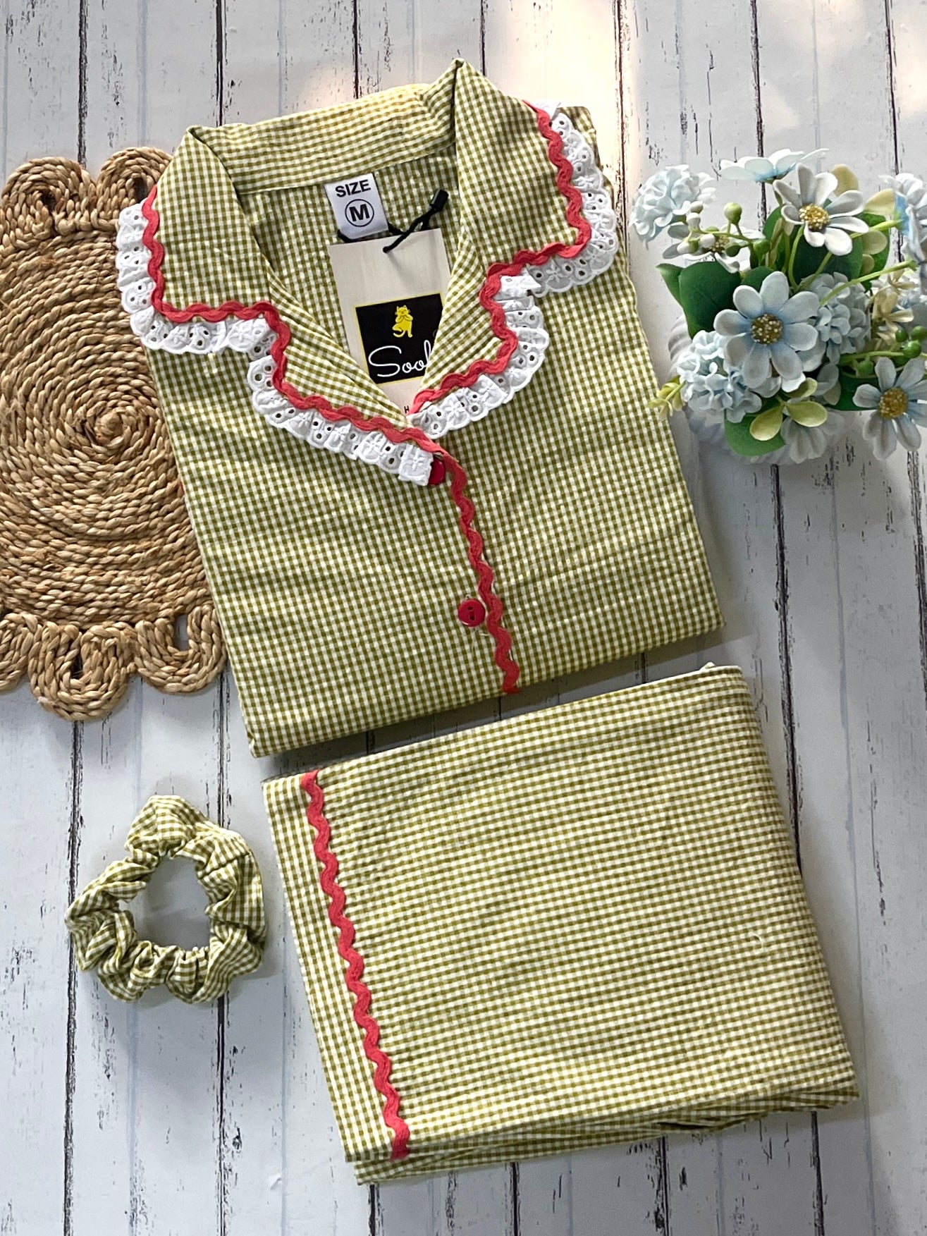 Green Lace Heart Pj Set (Women)