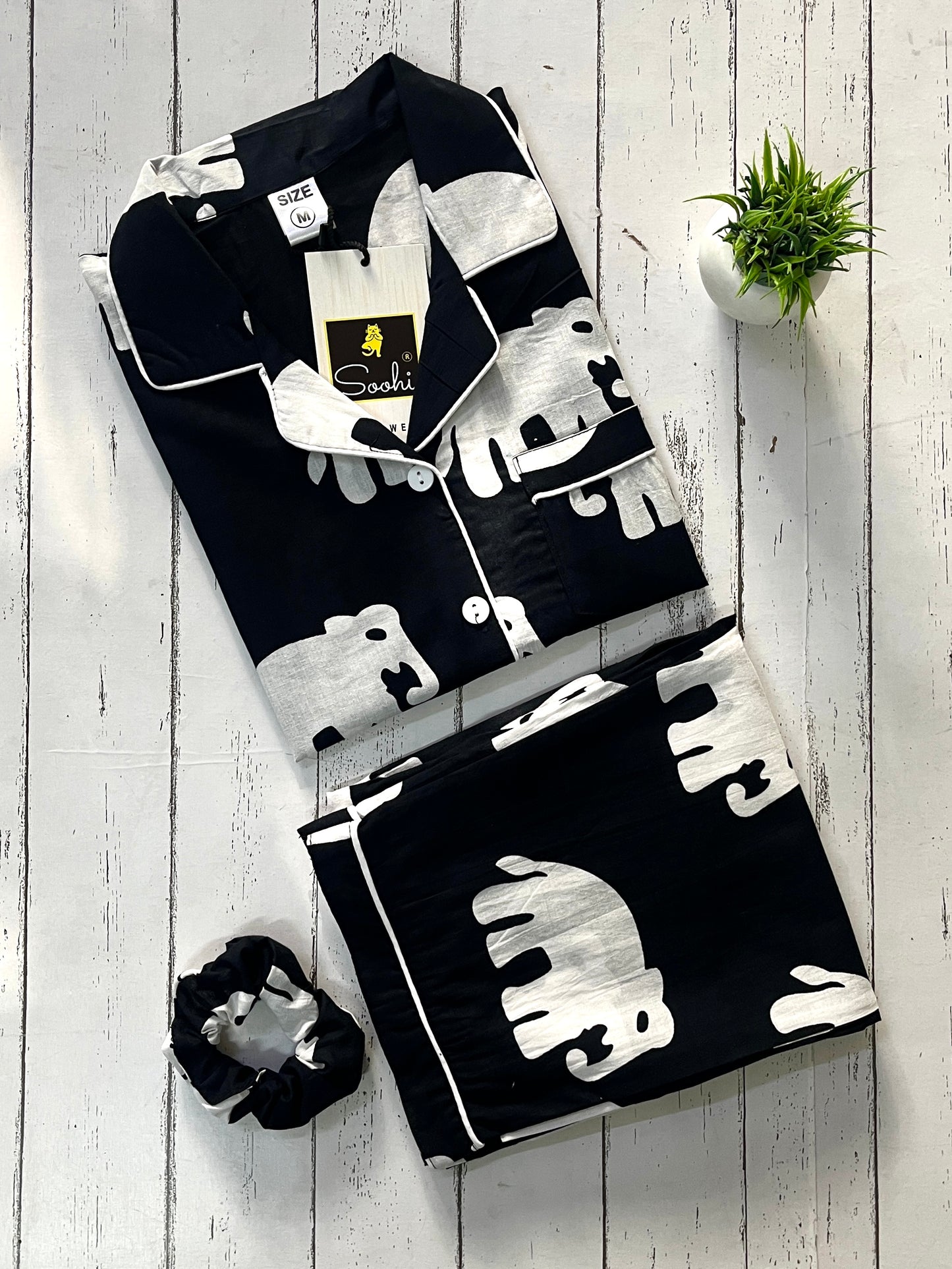 Black Elephant Pj Set (Women)