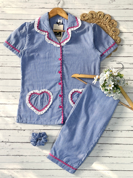 Blue Lace Heart Pj Set (Women)