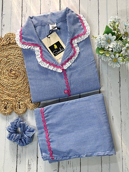 Blue Lace Heart Pj Set (Women)
