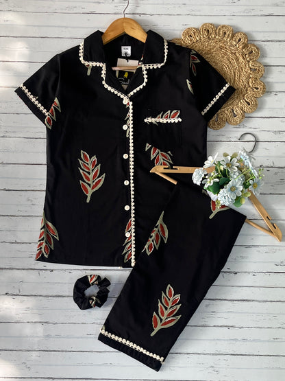 Black Leaves Pj Set (Women)