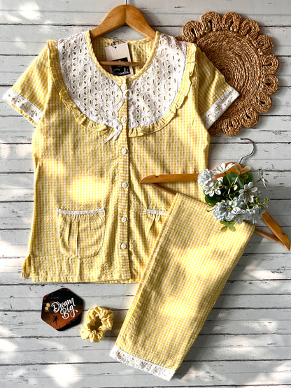 Yellow Candy Checks Pj Set (Women)