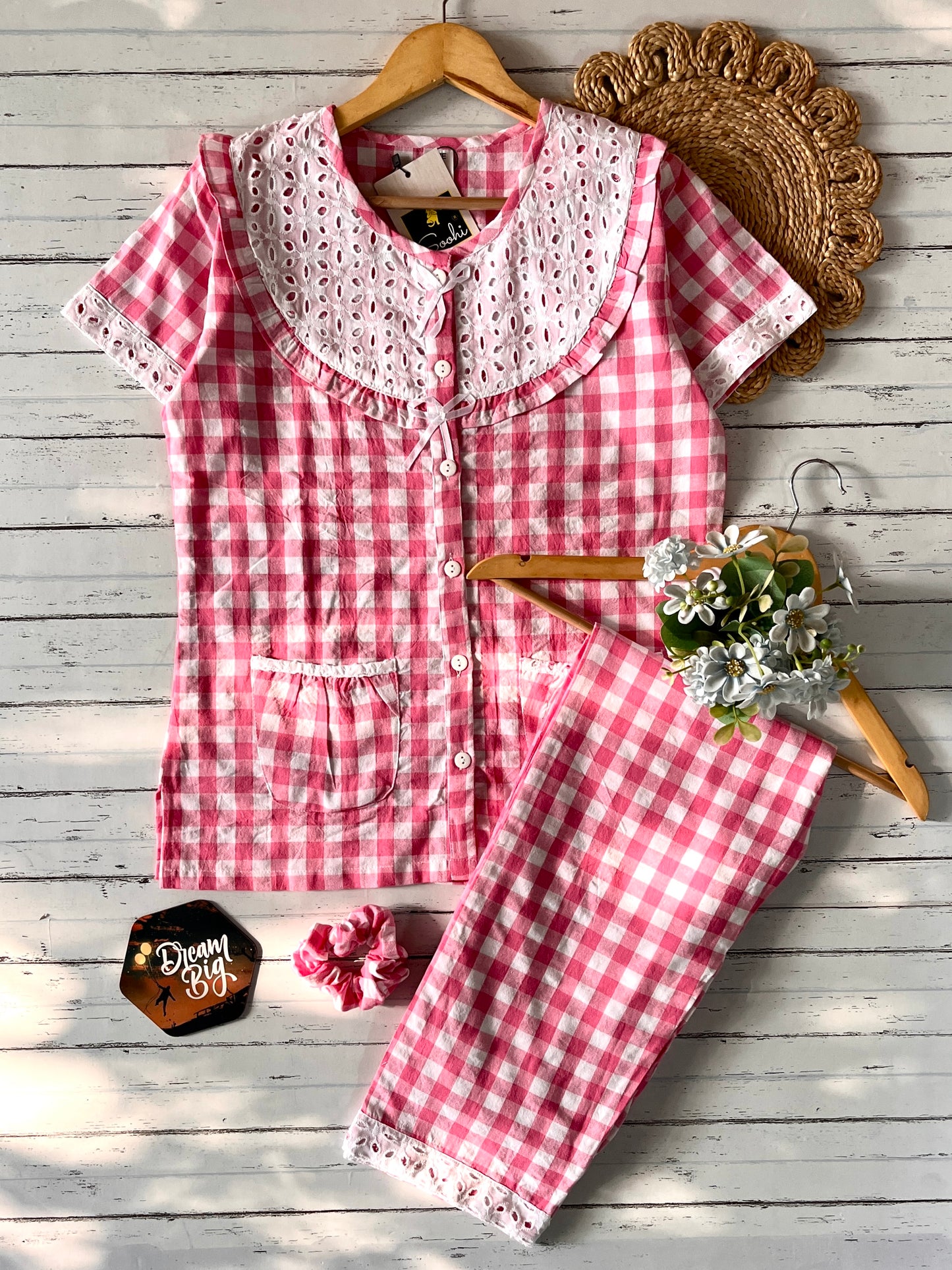 Pink Candy Checks Pj Set (Women)