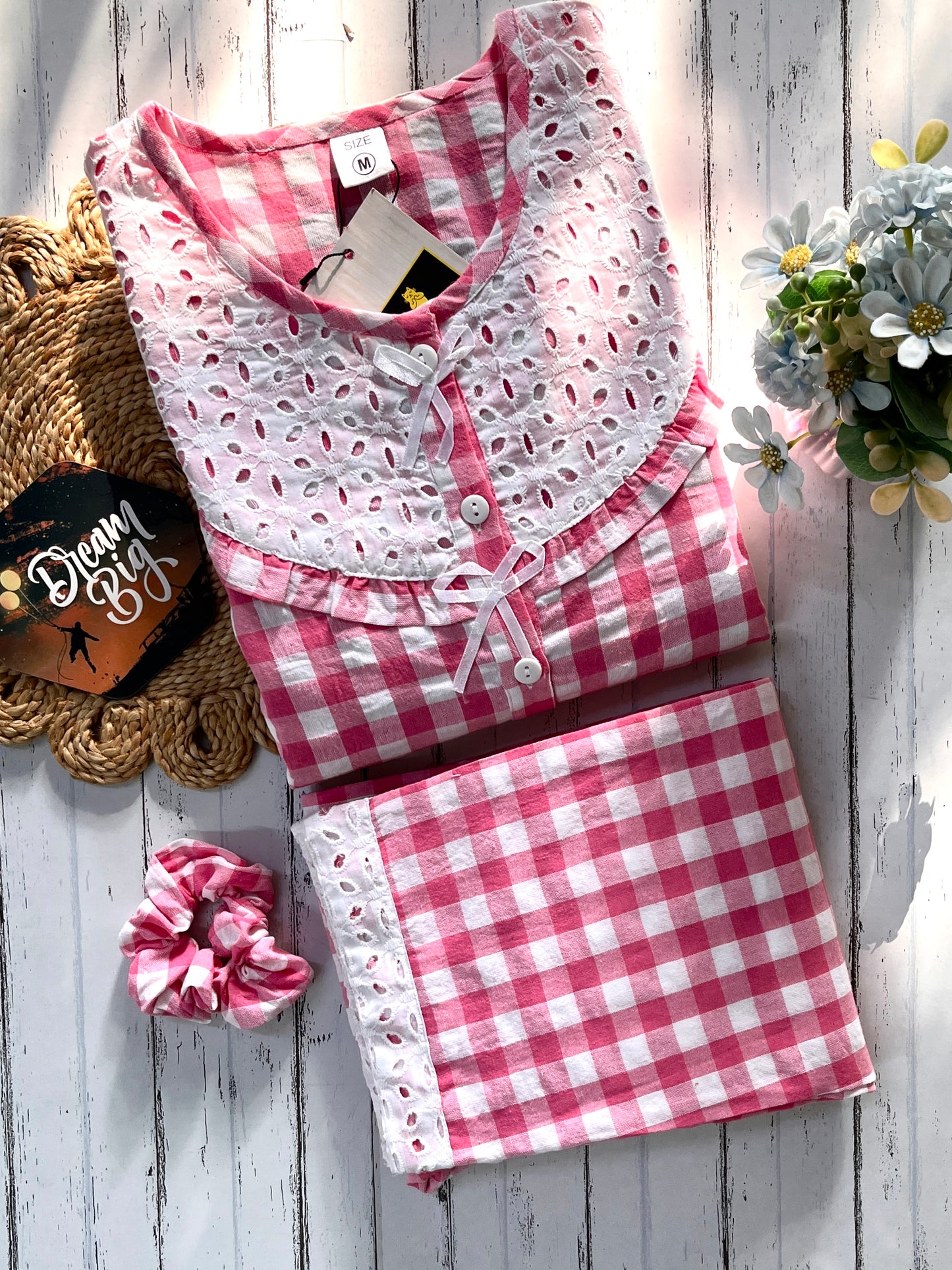 Pink Candy Checks Pj Set (Women)