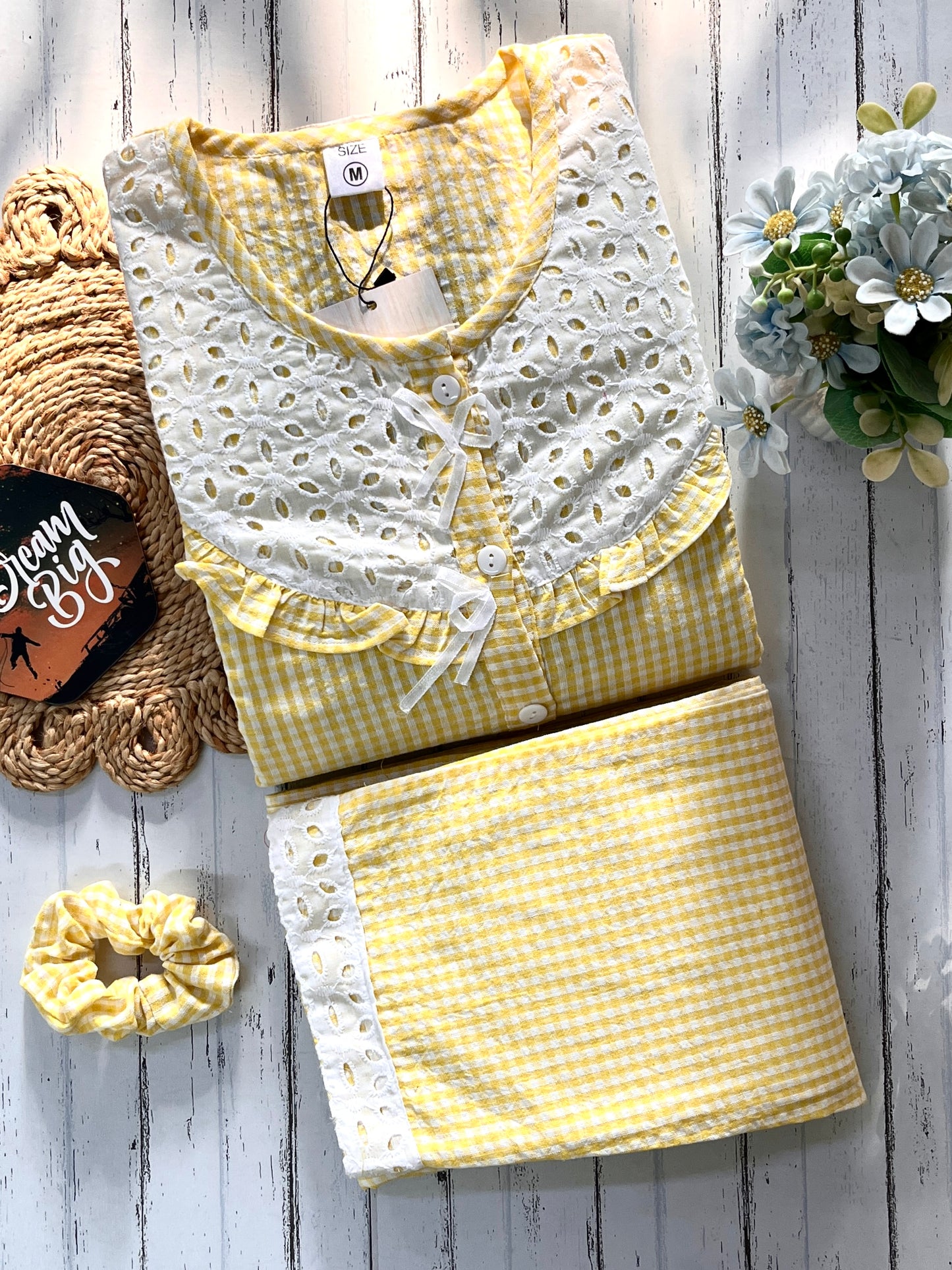 Yellow Candy Checks Pj Set (Women)