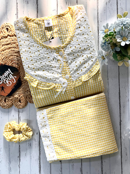 Yellow Candy Checks Pj Set (Women)
