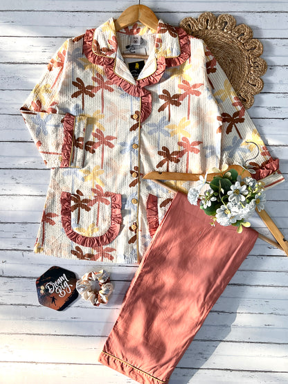 Pastel Palm with Frill PJ set (Women)