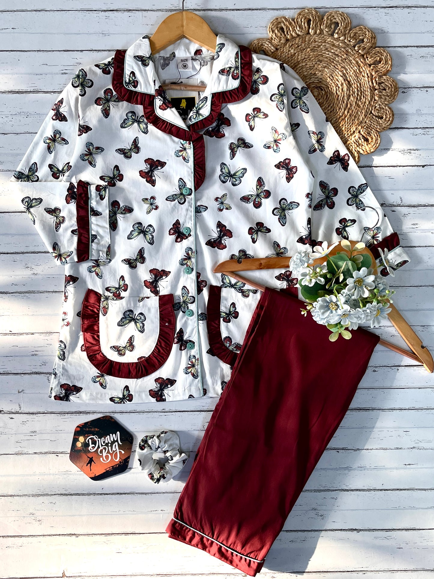 White Butterfly with Frill PJ set (Women)