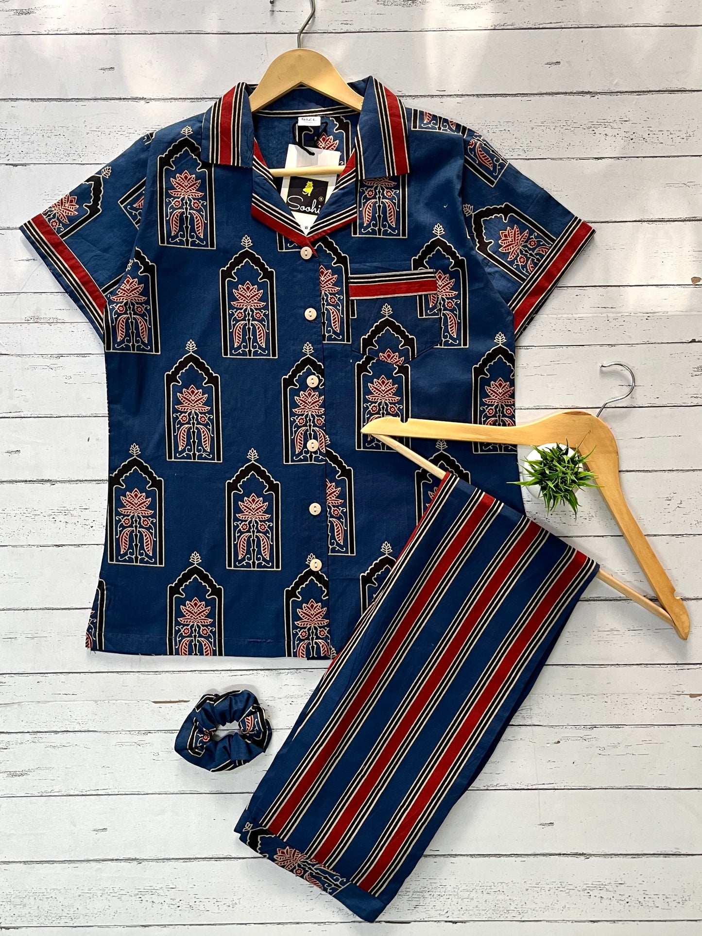 Blue Heritage Block Print Pj Set (Women)