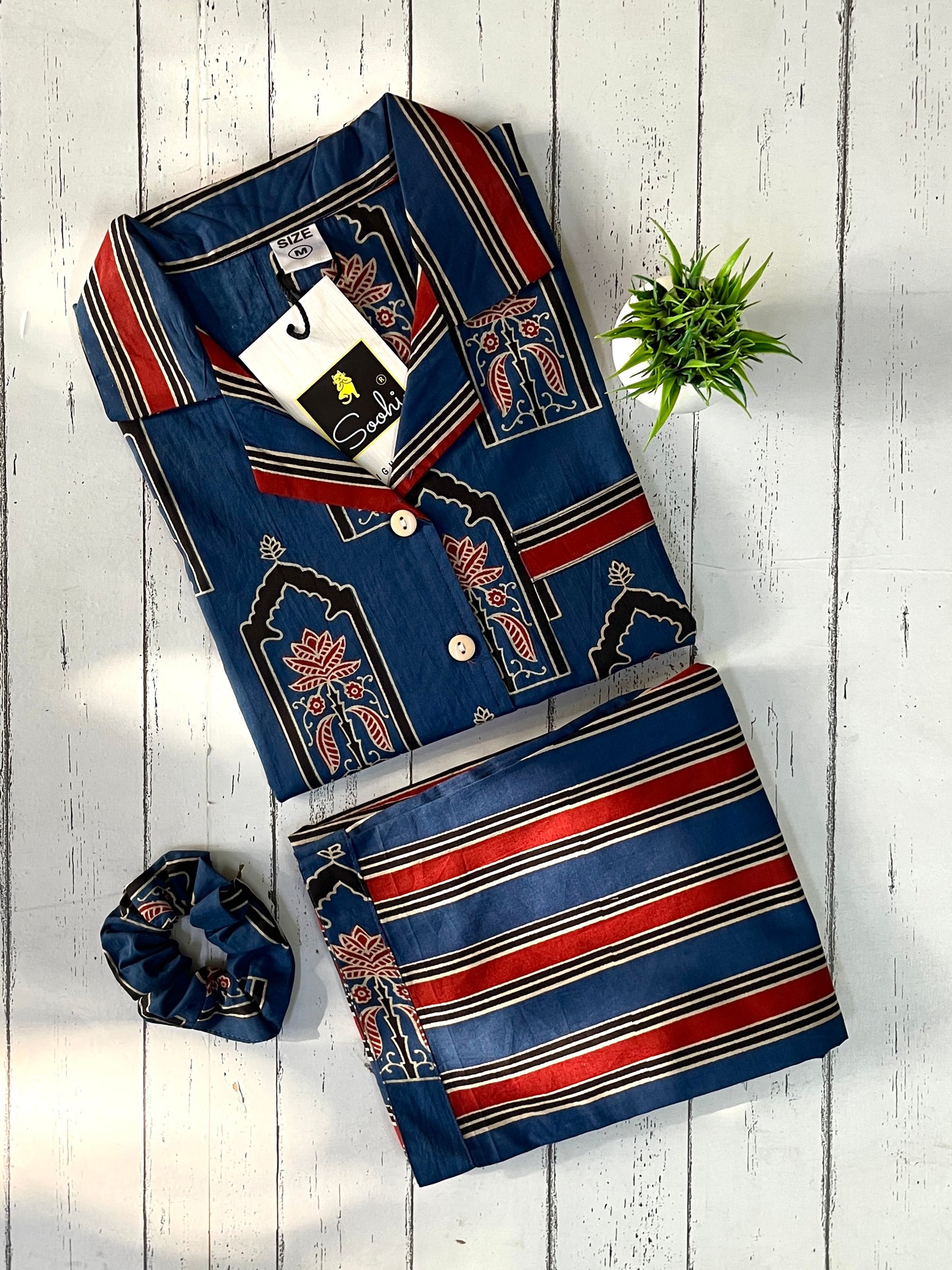 Blue Heritage Block Print Pj Set (Women)