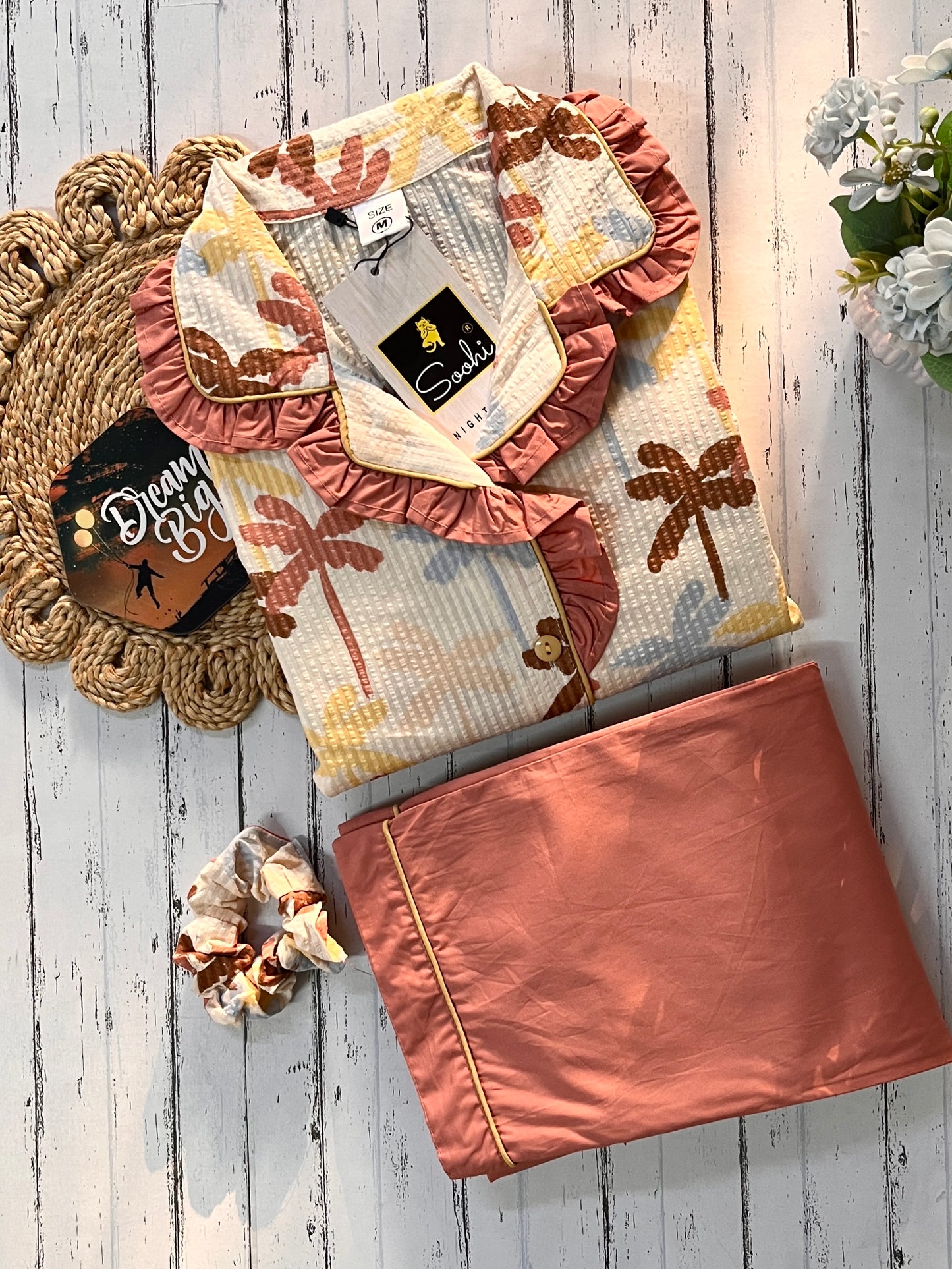 Pastel Palm with Frill PJ set (Women)