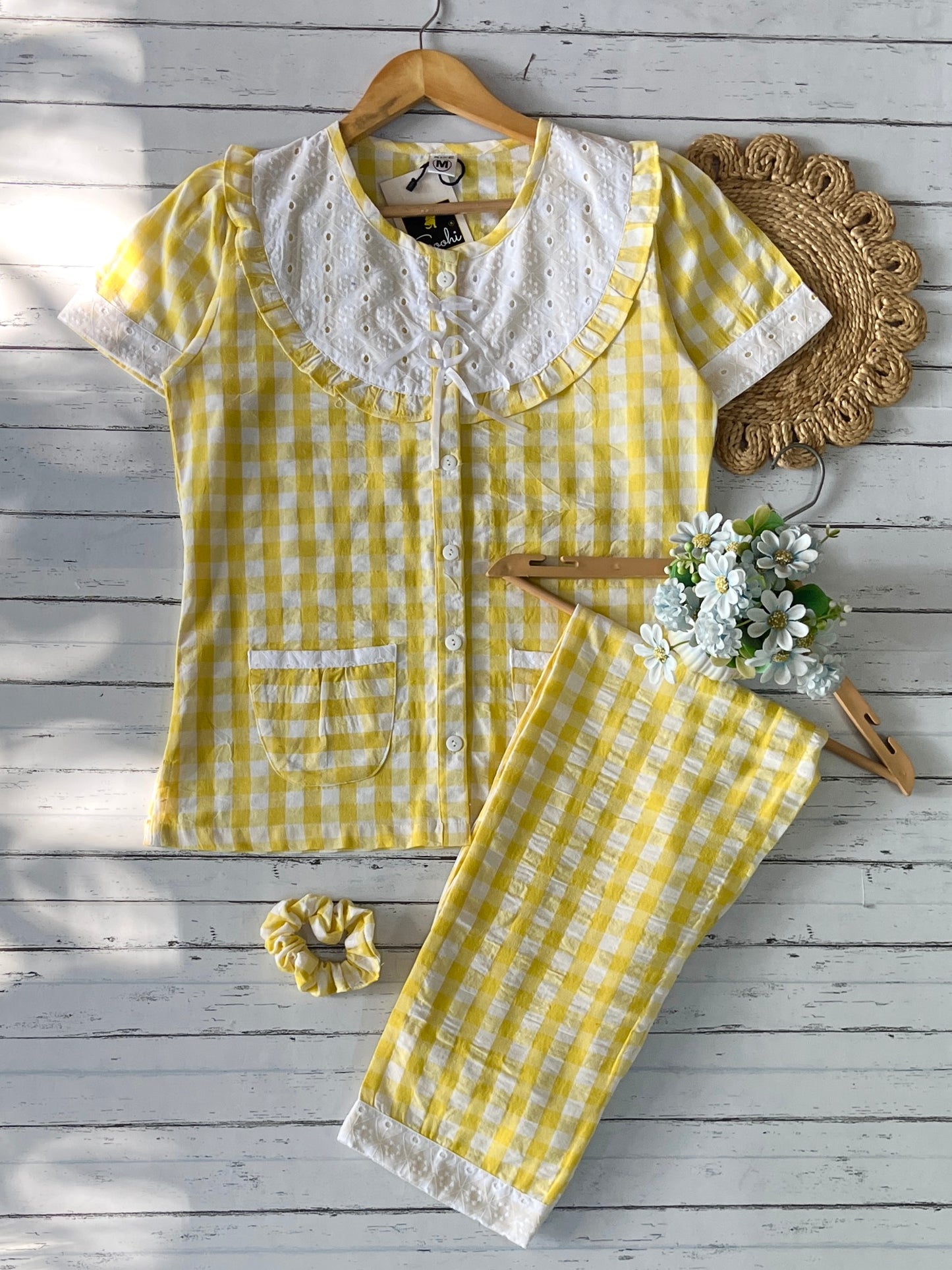 Yellow Candy Checks Pj Set (Women)
