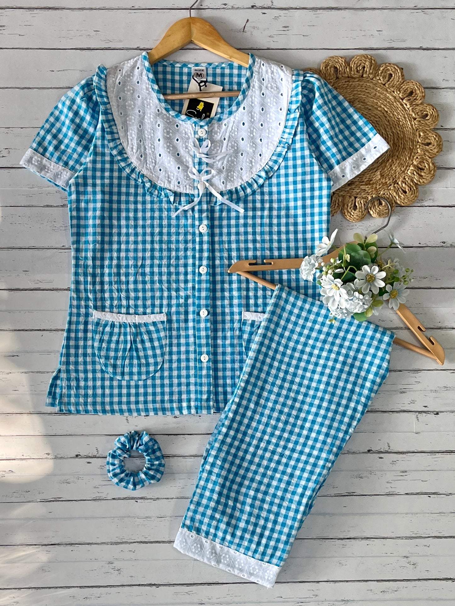 Blue Candy Checks Pj Set (Women)