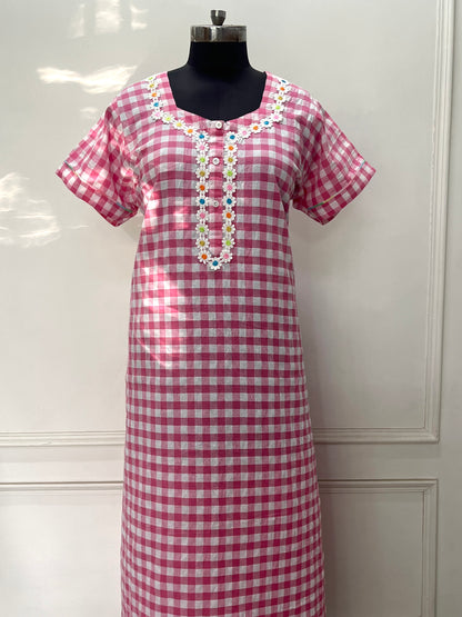 Pink Candy Checks Nighty (Women)