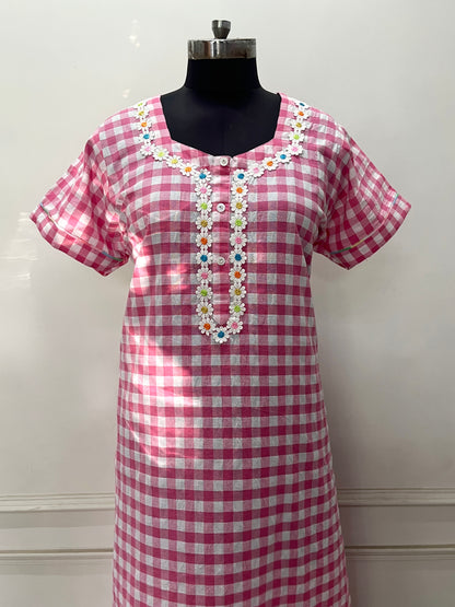 Pink Candy Checks Nighty (Women)