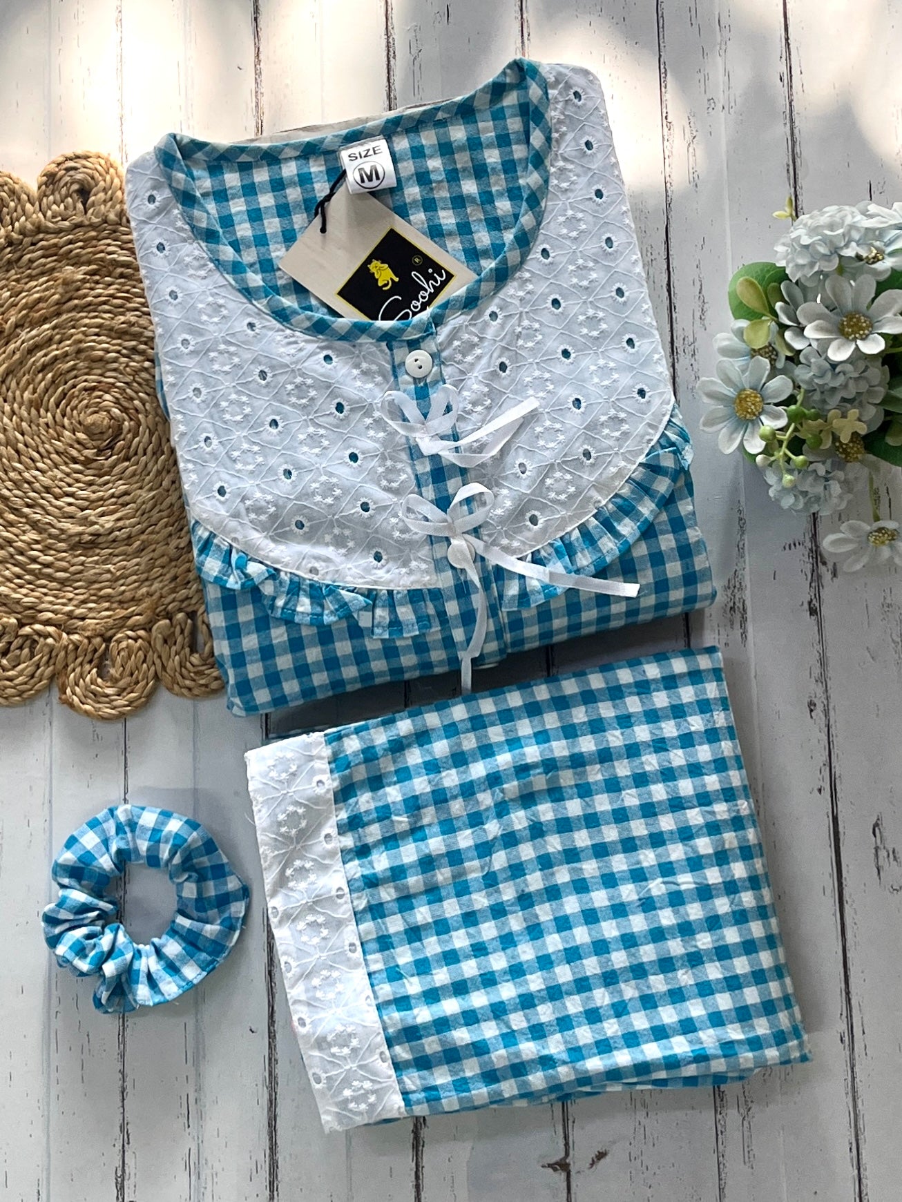 Blue Candy Checks Pj Set (Women)